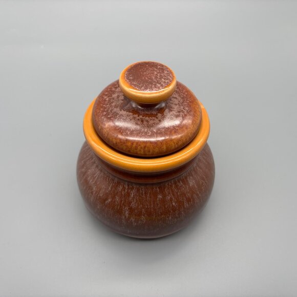 Beauceware Canada Brown Drip Stoneware Jar Vintage Ceramic Pot with Lid - Picture 2 of 6